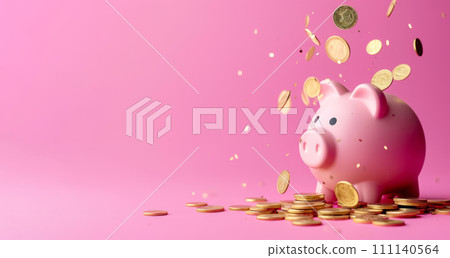 Concept of financial investment and saving money and bitcoins in piggy bank Concept of financial investment and saving money and bitcoins in piggy bank 111140564