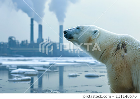 Climate change, global warming and environmental pollution. Polar bear animal extinction Climate change, global warming and environmental pollution. Polar bear animal extinction 111140570