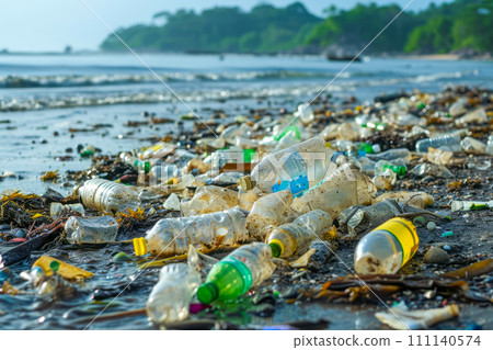 Plastic waste pollution, trash damages environment and ecology balance on earth Plastic waste pollution, trash damages environment and ecology balance on earth 111140574
