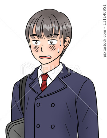 A high school boy who is embarrassed and stiff A high school boy who is embarrassed and stiff 111140951