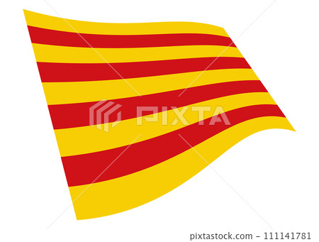 Catalonia waving flag graphic with clipping path 111141781