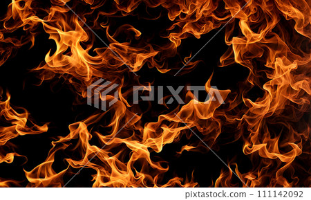 Warm bonfire burning in the night 111142092