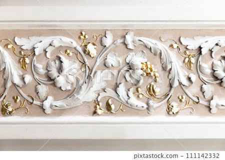 Classic luxury interior design elements, white vine and golden grapes Classic luxury interior design elements, white vine and golden grapes 111142332