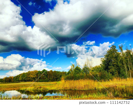 Dynamic Skies Over Rural Wetlands 111142732