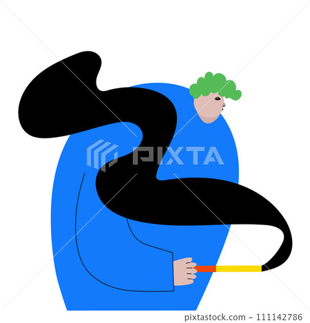 Modern artwork. Man smoking cigarette. Cute character against white background. Cartoon style. Hand drawn Vector illustration. Modern artwork. Man smoking cigarette. Cute character against white background. Cartoon style. Hand drawn Vector illustration. 111142786