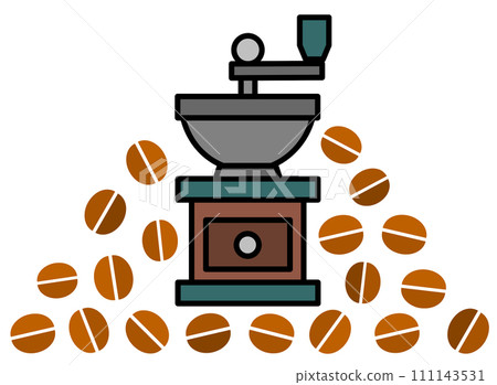 將豪華咖啡豆磨成粉末的咖啡磨的插圖 將豪華咖啡豆磨成粉末的咖啡磨的插圖 111143531