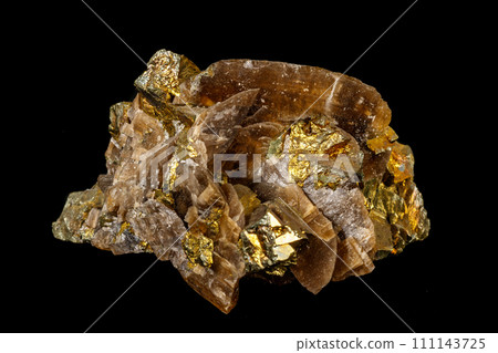 Macro siderite mineral stone on black background Macro siderite mineral stone on black background 111143725