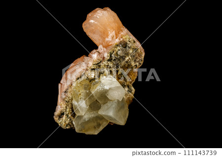 Macro stone Apophyllite mineral on black background Macro stone Apophyllite mineral on black background 111143739