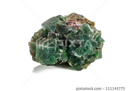 Macro stone Fluorite mineral on white background Macro stone Fluorite mineral on white background 111143775