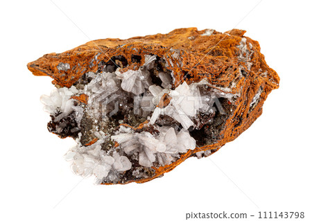 Macro mineral stone crystals Hemimorphite rock on a white background Macro mineral stone crystals Hemimorphite rock on a white background 111143798