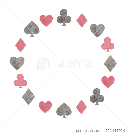 [Watercolor] Playing card pattern frame material 111143914