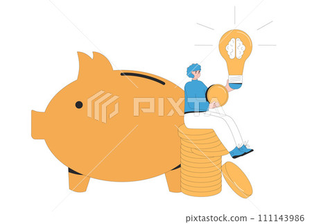 Financial goal. Fundraising concept. young founder of startup pitching about business idea. 111143986