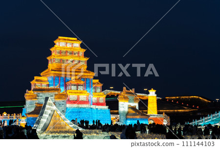 Harbin International Ice and Snow Sculpture Festival is an annual winter festival that takes place in Harbin, China. It is the world largest ice and snow festival. 111144103