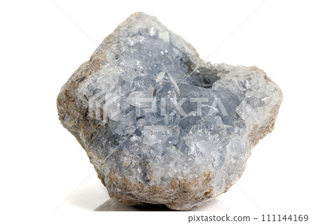 Macro mineral stone Celestine in the breed a white background Macro mineral stone Celestine in the breed a white background 111144169