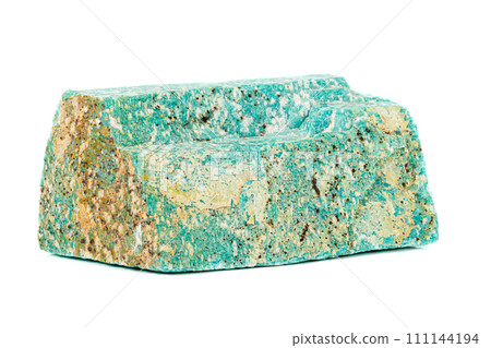 Macro of mineral stone amazonite on white background 111144194