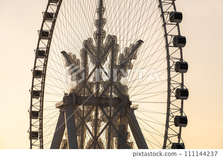 The giant snow ferris wheel in Harbin International Ice and Snow Sculpture Festival at Harbin, China. It is the world largest ice and snow festival. 111144237