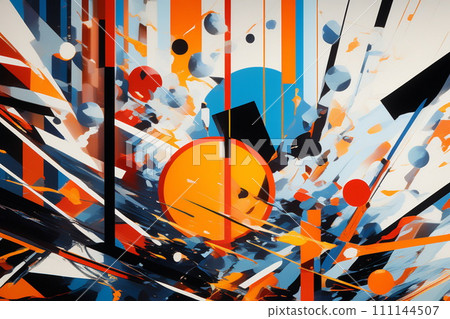 AI-generated content. Abstract geometric shapes in various colors. 111144507