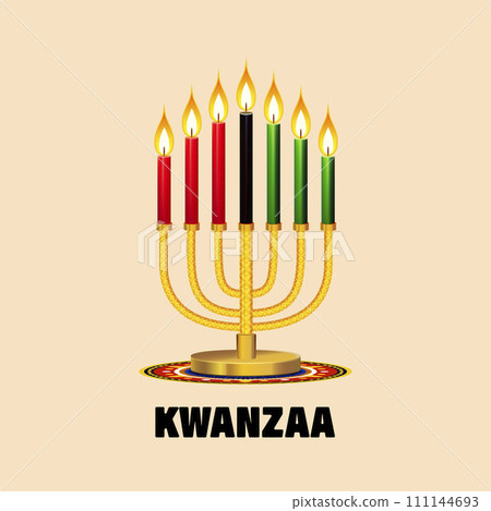 candle icon in flat style,A vibrant depiction of the lighting of the Kinara, with each candle representing one of the Seven Principles Nguzo Saba of Kwanzaa,Happy Kwanzaa celebration 111144693