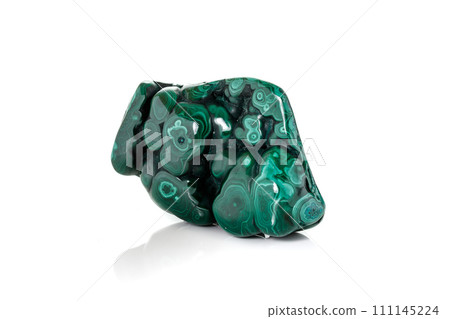 Malachite macro mineral stone on a white background 111145224