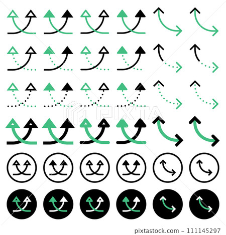 Various arrow icons related to directions. 111145297