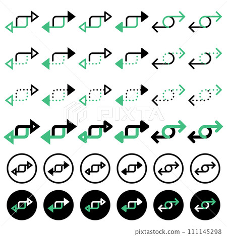 Various arrow icons related to directions. 111145298