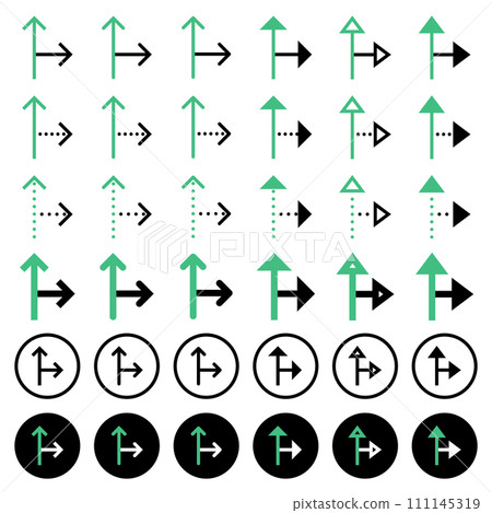 Various arrow icons related to directions. 111145319