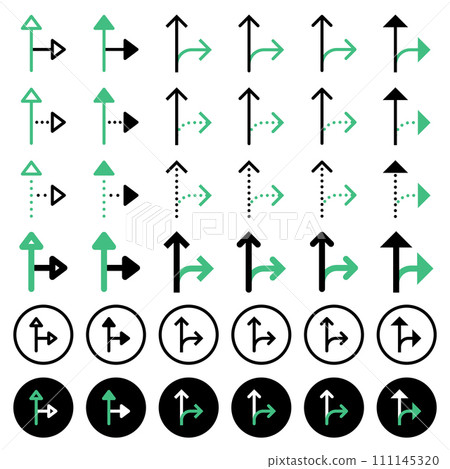 Various arrow icons related to directions. 111145320