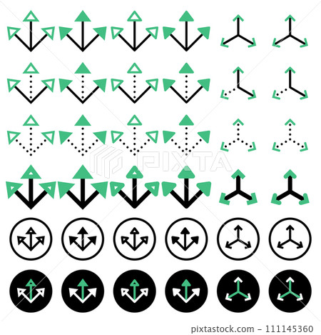 Various arrow icons related to directions. 111145360