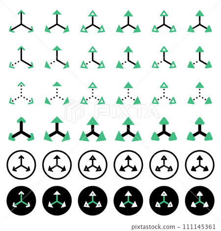 Various arrow icons related to directions. Various arrow icons related to directions. 111145361