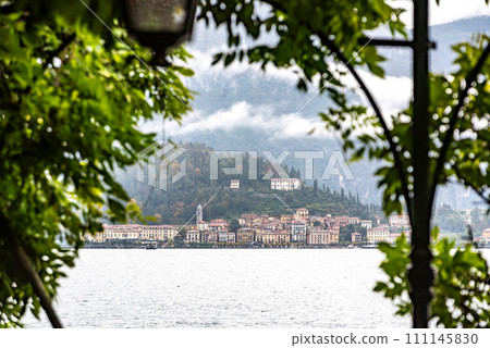 Bellagio at lake Como after rain, seen from Tremezzo Bellagio at lake Como after rain, seen from Tremezzo 111145830