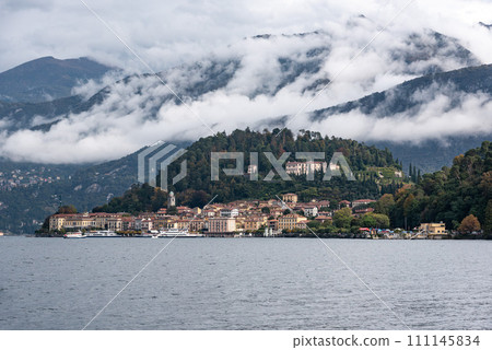 Bellagio at lake Como after rain, seen from Tremezzo Bellagio at lake Como after rain, seen from Tremezzo 111145834
