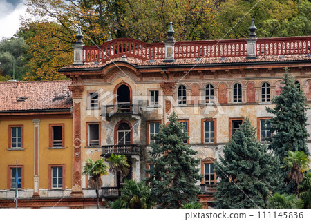 Ruin of an old hotel palace in Bellagio at lake Como 111145836