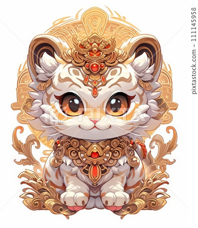 Aesthetic Harmony: Chinese New Year Golden Ornament Animal Zodiac, Cultural Celebration in Decorative Style 111145958