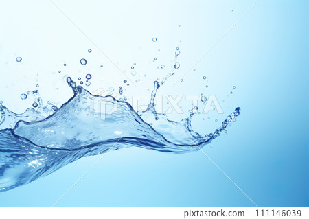 Water splash isolated on blue background 111146039