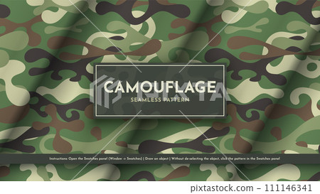 Seamless Camouflage Pattern. War Illustration. Traditional Military Texture. Army Modern Background 111146341