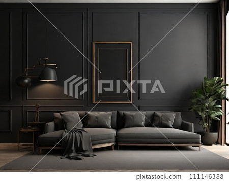 modern dark style interior design of living room 111146388