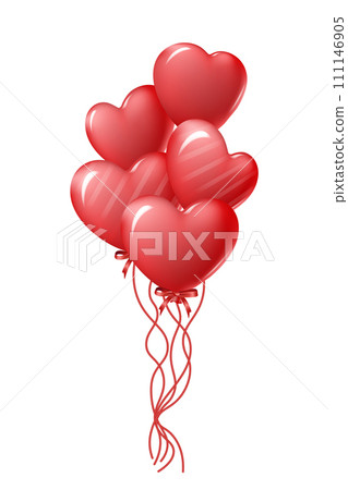 A bunch of red heart-shaped balloons isolated on a transparent background. Vector illustration A bunch of red heart-shaped balloons isolated on a transparent background. Vector illustration 111146905