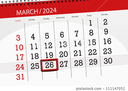 Calendar 2024, deadline, day, month, page, organizer, date, March, tuesday, number 26 111147052