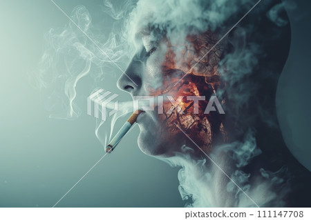 AI-generated content. Conceptual Smoker's Lungs and Brain Damage Illustration AI-generated content. Conceptual Smoker's Lungs and Brain Damage Illustration 111147708