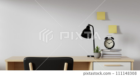 Creative workspace. Home office wood desk workspace. supplies on office workplace. Modern interior design concept. 3d rendering. Creative workspace. Home office wood desk workspace. supplies on office workplace. Modern interior design concept. 3d rendering. 111148308