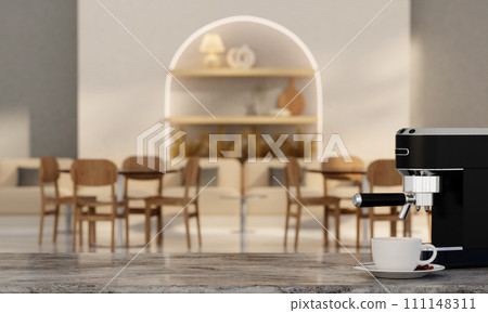 blank top ceramic with luxury dining room table and chair decorate with luxury style 3d render, white wall and ceramic floor 3d render, 111148311