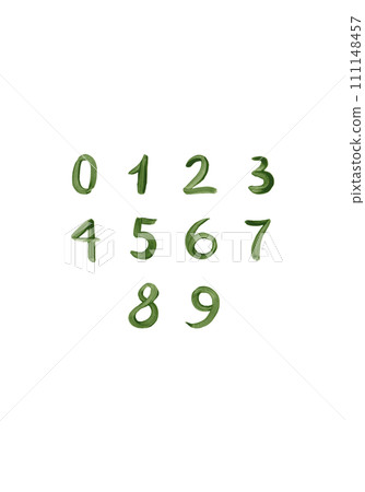 Acrylic handwritten green numbers, calligraphy Acrylic handwritten green numbers, calligraphy 111148457