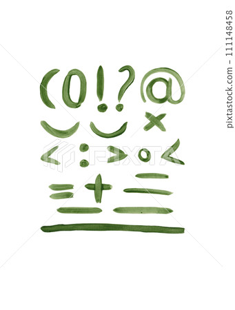 Strokes, lines, signs and symbols in green acrylic for your design 111148458