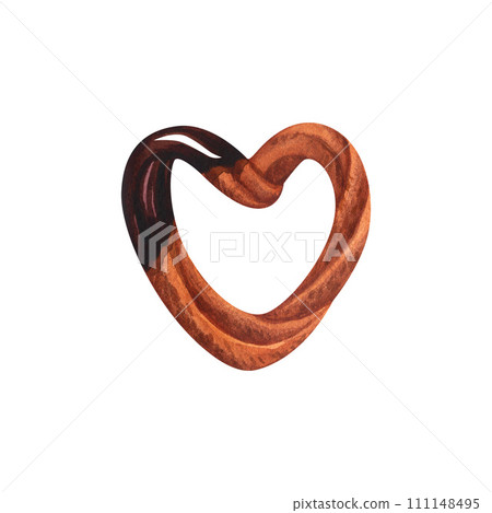 Churros hearts fried sweet biscuit dipped in chocolate sauce. Watercolor hand-drawn illustration isolated on white background. Desserts in Spanish or Mexican cuisine Churros hearts fried sweet biscuit dipped in chocolate sauce. Watercolor hand-drawn illustration isolated on white background. Desserts in Spanish or Mexican cuisine 111148495