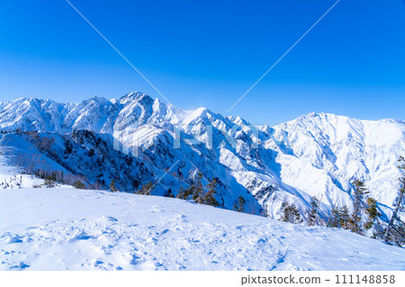 [雪山素材]冬天從琴見山看的風景[長野縣] 111148858