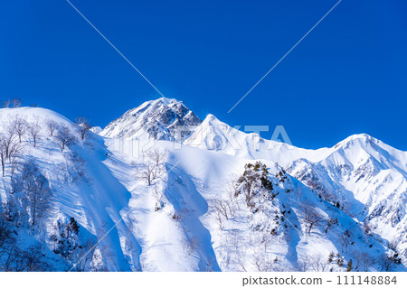 [雪山素材]冬天從琴見山看的風景[長野縣] 111148884