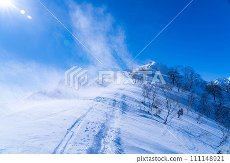 [雪山素材]冬天從琴見山看的風景[長野縣] 111148921