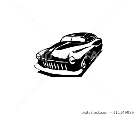 black 1949 mercury coupe car vector graphic illustration on white background. 111149089