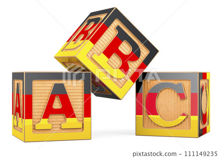 ABC cubes with the German flag. 3D rendering 111149235