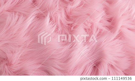 AI-generated content. Pink fur for background or texture. Flat lay, top view, copy space. 111149536